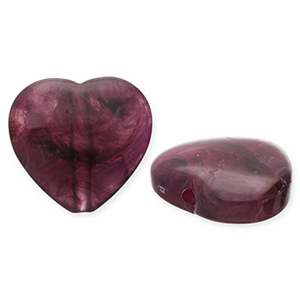 Acrylic beads heart Aubergine 