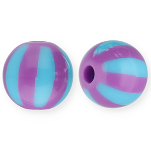 12 mm acrylic beads with stripes Purple-Light Blue