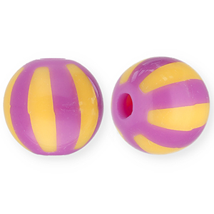 12 mm acrylic beads with stripes Purple-Light Orange