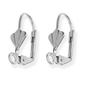 Stainless steel findings closable earrings shell with loop Silver