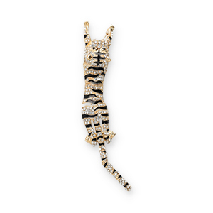 Statement brooches tiger Gold-Black-Transparent