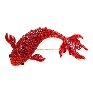 Statement brooches koi carp Red-Red AB Coating-Black