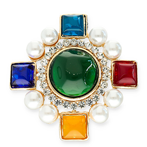 Statement brooches rhombus Gold-Multicolour