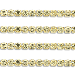Stainless steel rhinestone chain 3mm Gold-Champagne