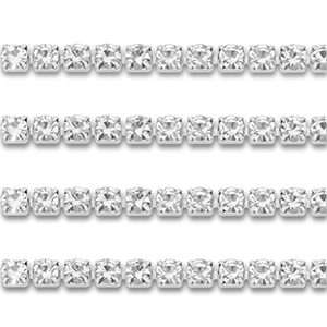 Stainless steel rhinestone chain 2mm Silver-Crystal