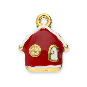 Stainless steel charms house Gold-Red-White