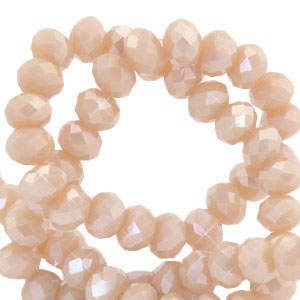 Top faceted beads 6x4mm disc Silk Beige Peach-Pearl Shine Coating