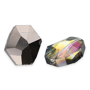 Fashion faceted beads hexagon Anthracite-AB Coating