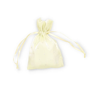 Jewellery satin bag with rhinestones Vanilla Yellow-Silver