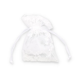 Jewellery organza bag flower White