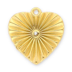 Stainless steel charms heart with strass Gold-Transparent