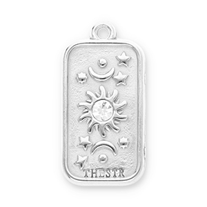 Stainless steel charms sun, moon and stars with strass Silver-Transparent