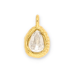 Stainless steel charms drop with facet Gold-Transparent