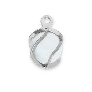 Stainless steel charms round Cat's Eye Silver-Milky White
