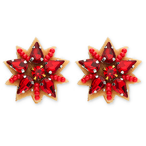 Trendy earrings / earpin star Red-Silver-Brown