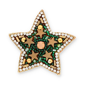 Brooches star Green-Crystal-Brown