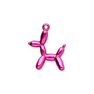 Metal charms balloon dog Metallic Fuchsia Pink