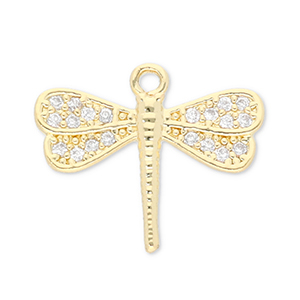 Brass TQ metal charms dragonfly Gold-Transparent