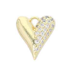 Brass TQ metal charms heart Gold-Transparent