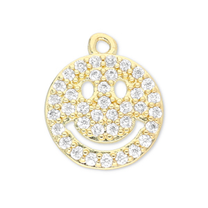 Brass TQ metal charms smiley Gold-Transparent