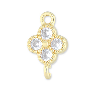 Brass TQ metal connector clover Gold-Transparent