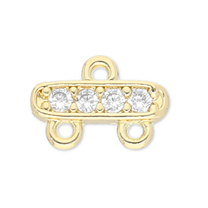 Brass TQ metal connector with 2 loops Gold-Transparent