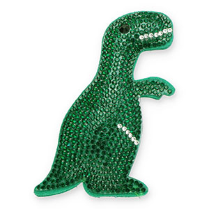 Statement charms with strass dinosaur Dark Green-Crystal-Black