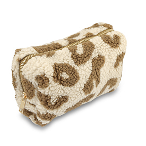 BY31&reg; Pouch teddy with leopard print Beige Brown-Brown
