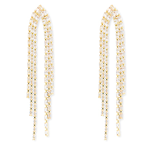 Eco-brass&reg; metal earrings / earpins with zirconia Gold-Crystal