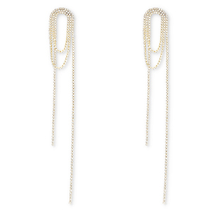Eco-brass&reg; metal earrings / earpins with strass Gold-Crystal