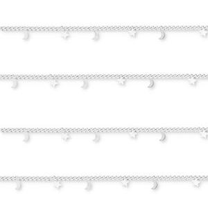 Stainless steel findings belcher chain with moon and star Silver