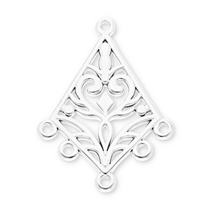 Stainless steel findings baroque rhombus with 5 loops Silver