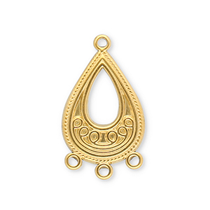 Stainless steel findings charms drop with 3 loops Gold