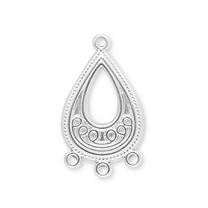 Stainless steel findings charms drop with 3 loops Silver