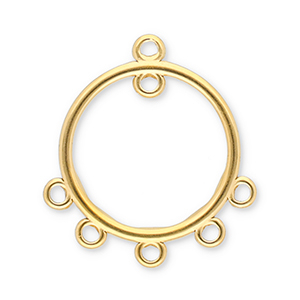 Stainless steel findings charms round with 6 loops Gold