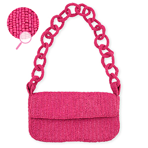 Handbag with glass beads Fuchsia