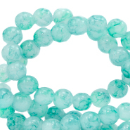 8 mm marbled glass beads Bleached Aqua Blue