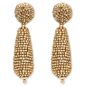 Trendy earrings / earpin with glass beads drop Gold