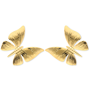 Stainless steel earrings / earpins butterfly Gold