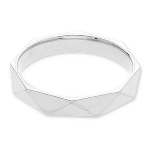 Stainless steel rings faceted cut Silver