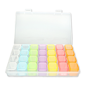 Jewellery storage box with 7x4 compartments Transparent-Multicolour