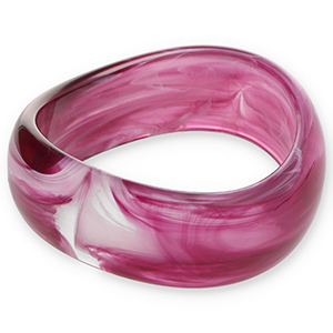 Bracelets bangle resin Aubergine Purple-White