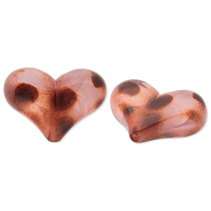 Acrylic beads heart with dots Beige-Brown