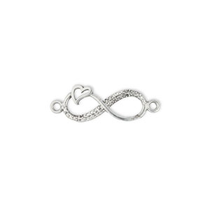 DQ European metal charms connector infinity wit heart Antique Silver (Nickelfree)