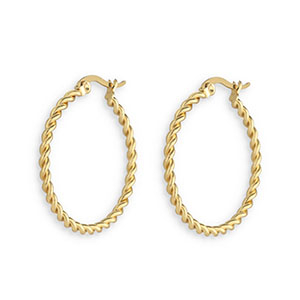 Stainless steel earrings creole twisted Gold