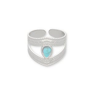Stainless steel rings with natural stone Silver-Turquoise