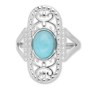 Stainless steel rings with natural stone Silver-Turquoise