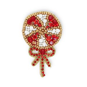 Brooches lollipop with bow Red-White-Gold