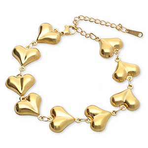 Stainless steel bracelets hearts Gold