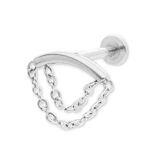 Stainless steel ear piercing arch with 2-layer chain Silver